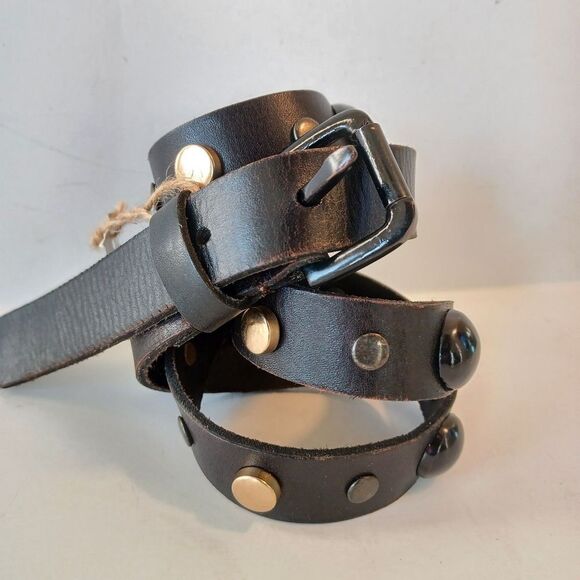 Panache Genuine Leather Belt NWT Womens Black Studded Boho Artsy Coastal Cowgirl - Picture 8 of 8